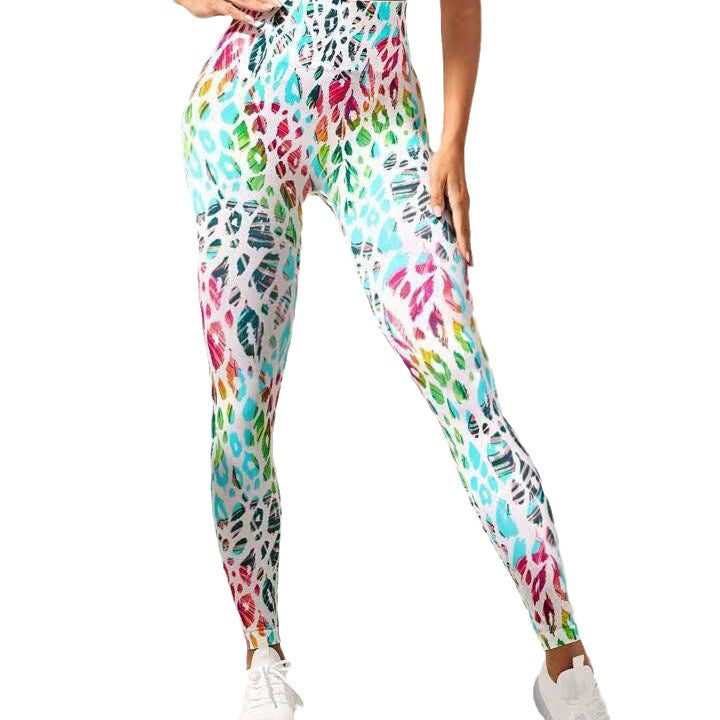 Seamless Peach Tie-Dye High Waist Yoga Pants for Women