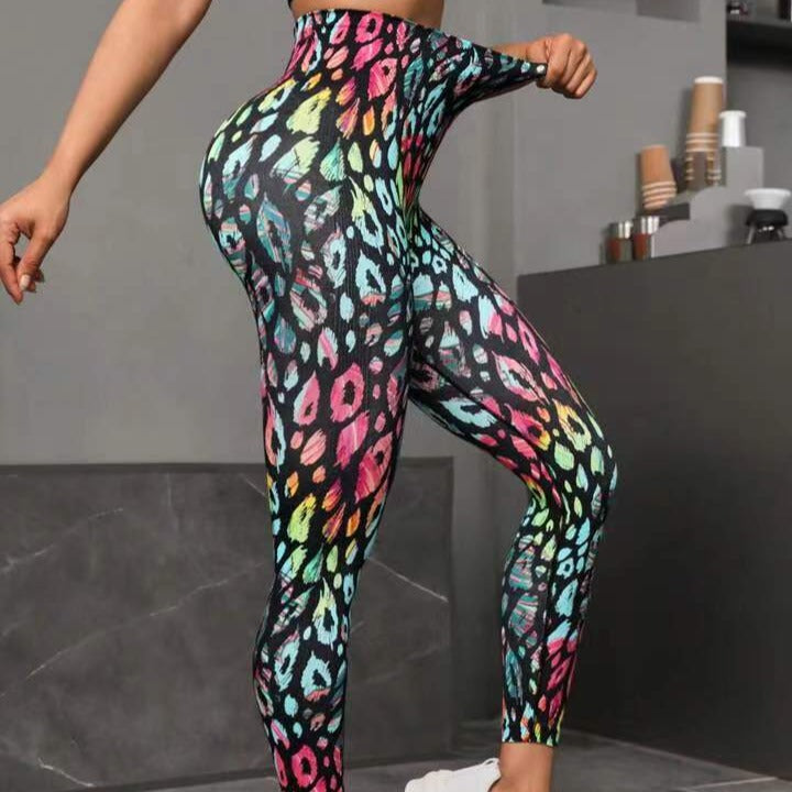 Seamless Peach Tie-Dye High Waist Yoga Pants for Women
