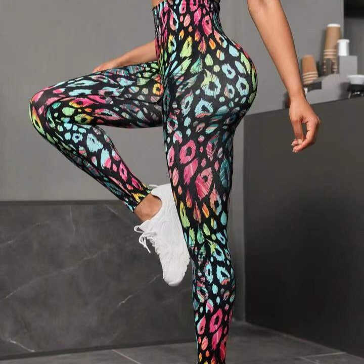 Seamless Peach Tie-Dye High Waist Yoga Pants for Women