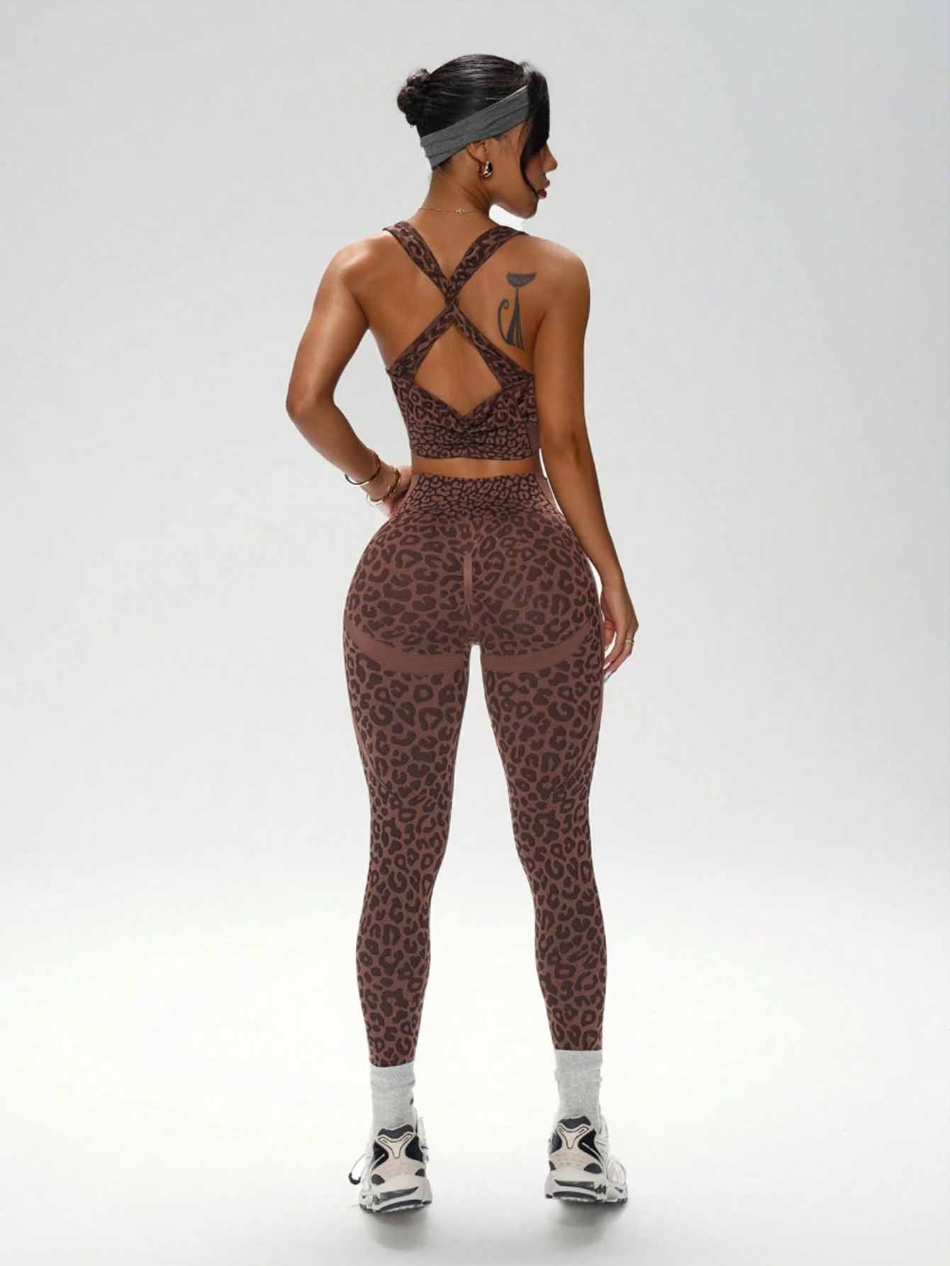 Leopard Print Seamless Yoga Set