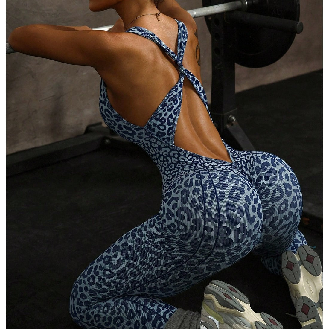 Seamless Leopard Print Hollow-Out Bodysuit