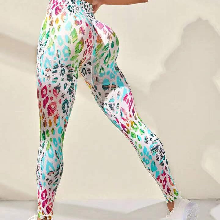 Seamless Peach Tie-Dye High Waist Yoga Pants for Women