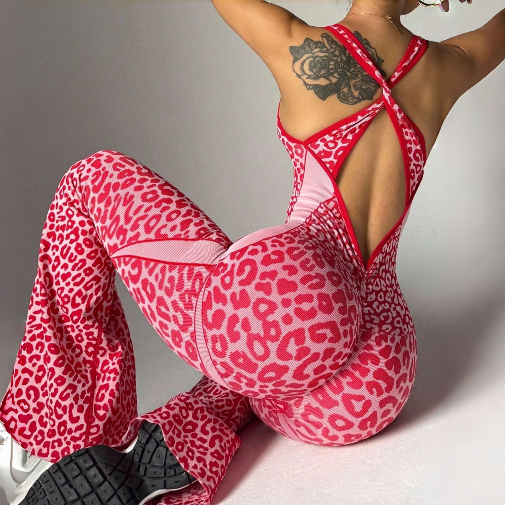 Cross-Back One-Piece Yoga Jumpsuit