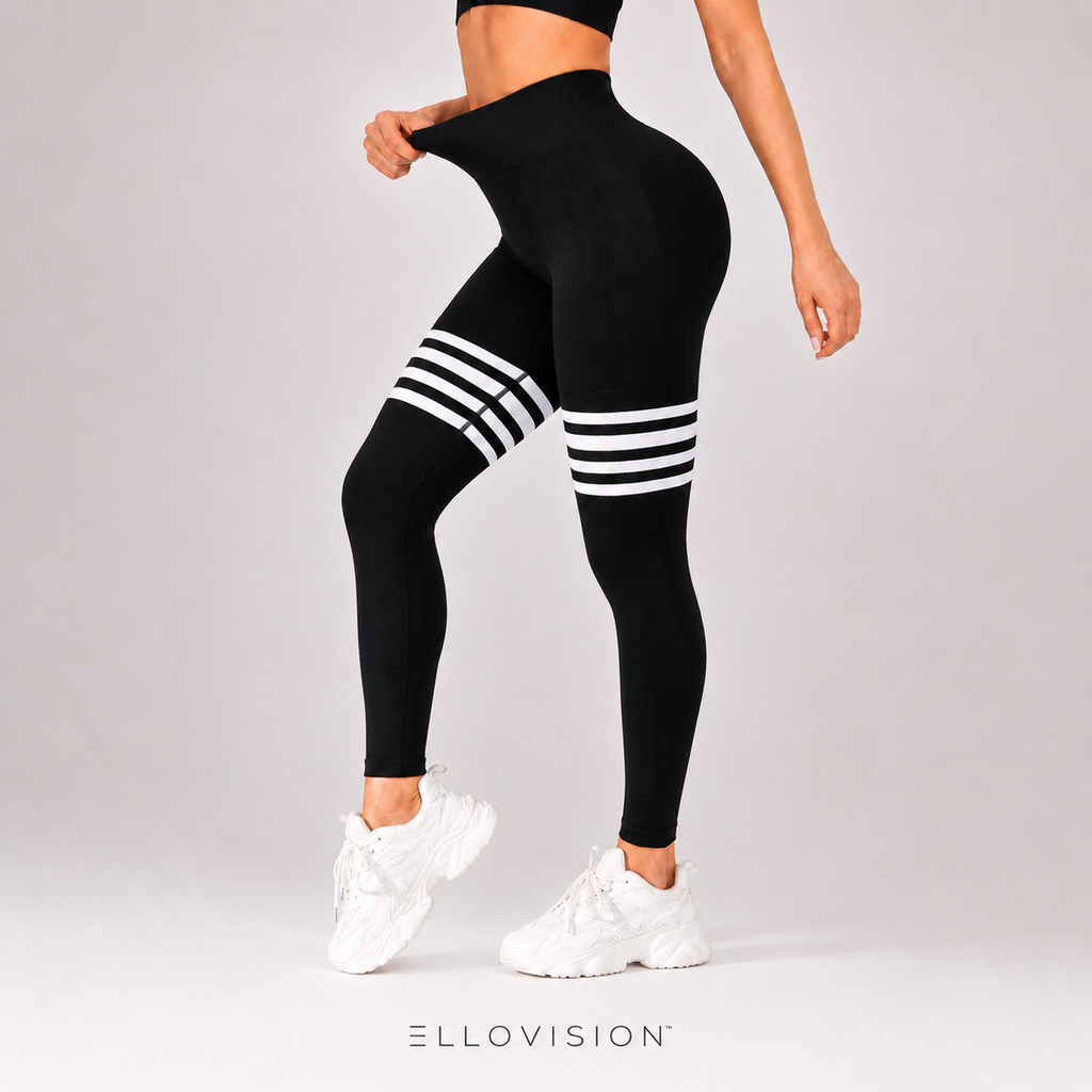 CurveMotion Striped High-Waist Hip-Lift Sports Tights