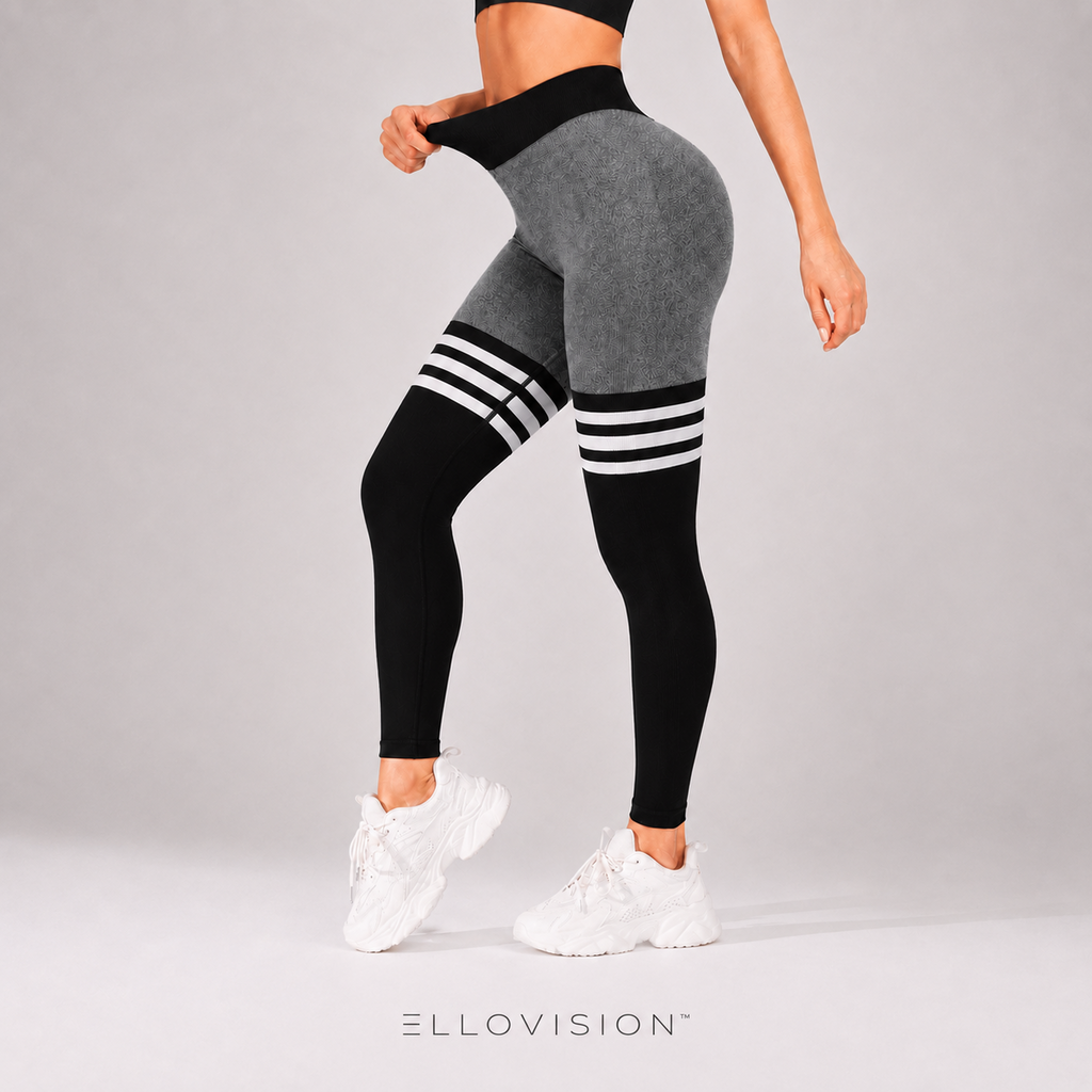 CurveMotion Striped High-Waist Hip-Lift Sports Tights