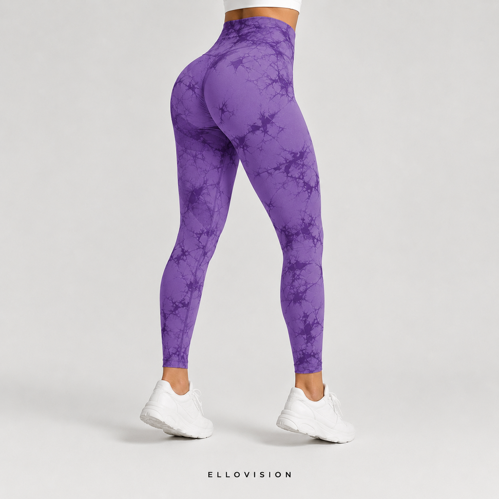 LuxeSculpt High-Waist Tie-Dye Seamless Yoga Tights