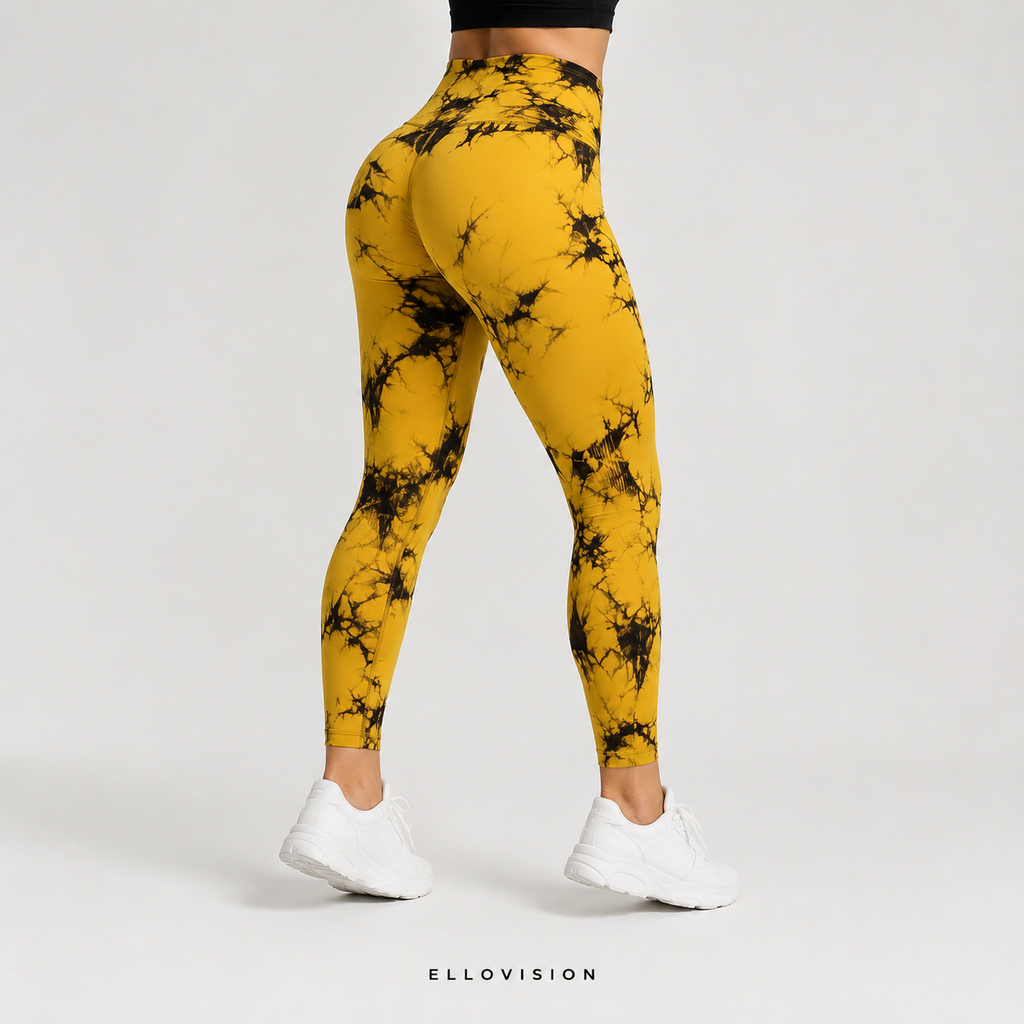 LuxeSculpt High-Waist Tie-Dye Seamless Yoga Tights