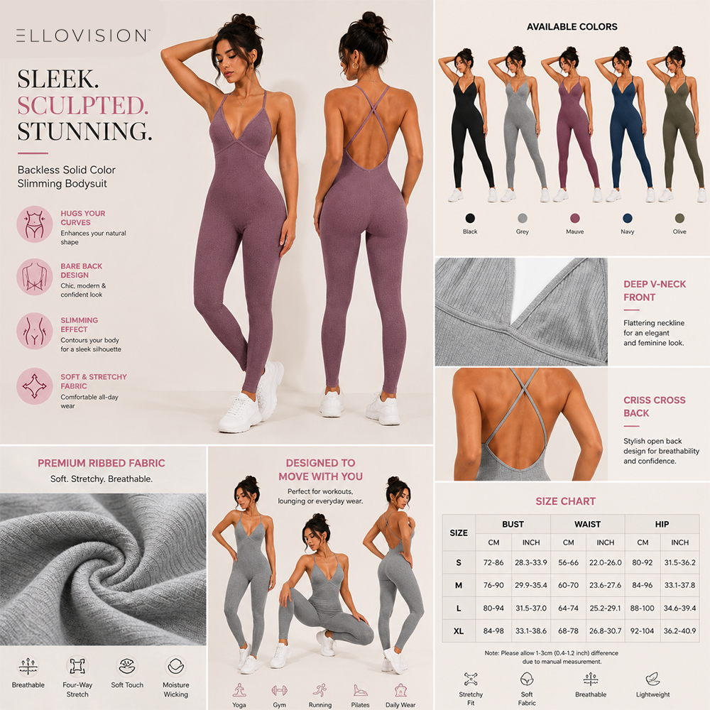 Backless Solid Color Slimming Bodysuit for Women