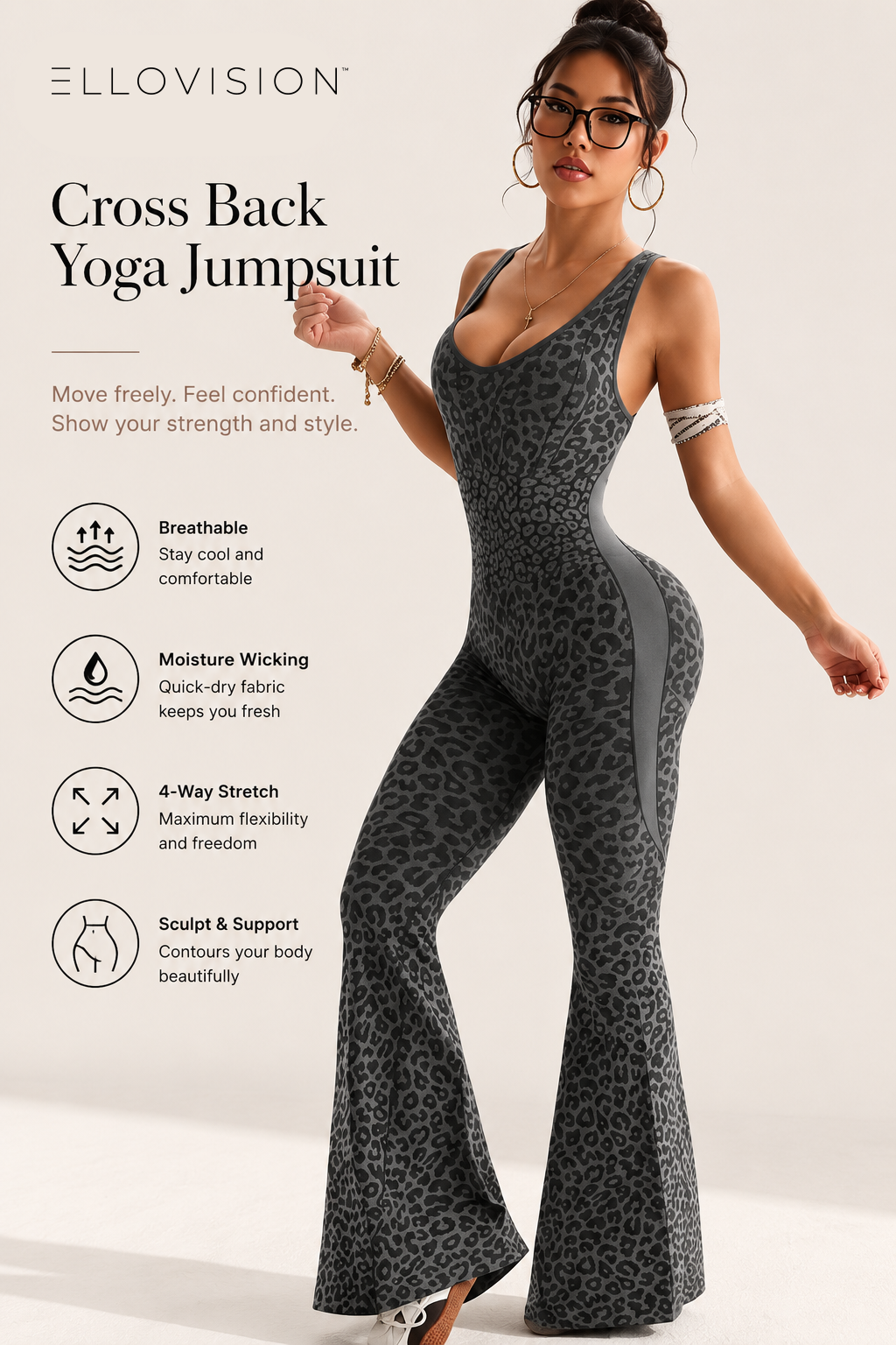 Cross-Back One-Piece Yoga Jumpsuit