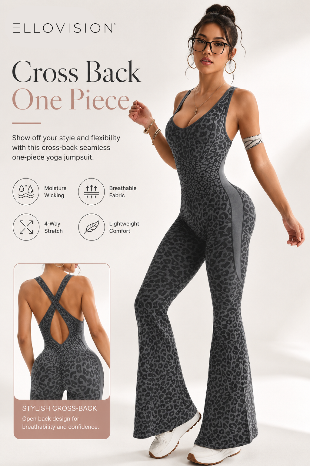 Cross-Back One-Piece Yoga Jumpsuit