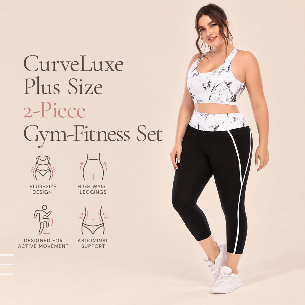 CurveLuxe Plus Size 2-Piece Gym & Fitness Set