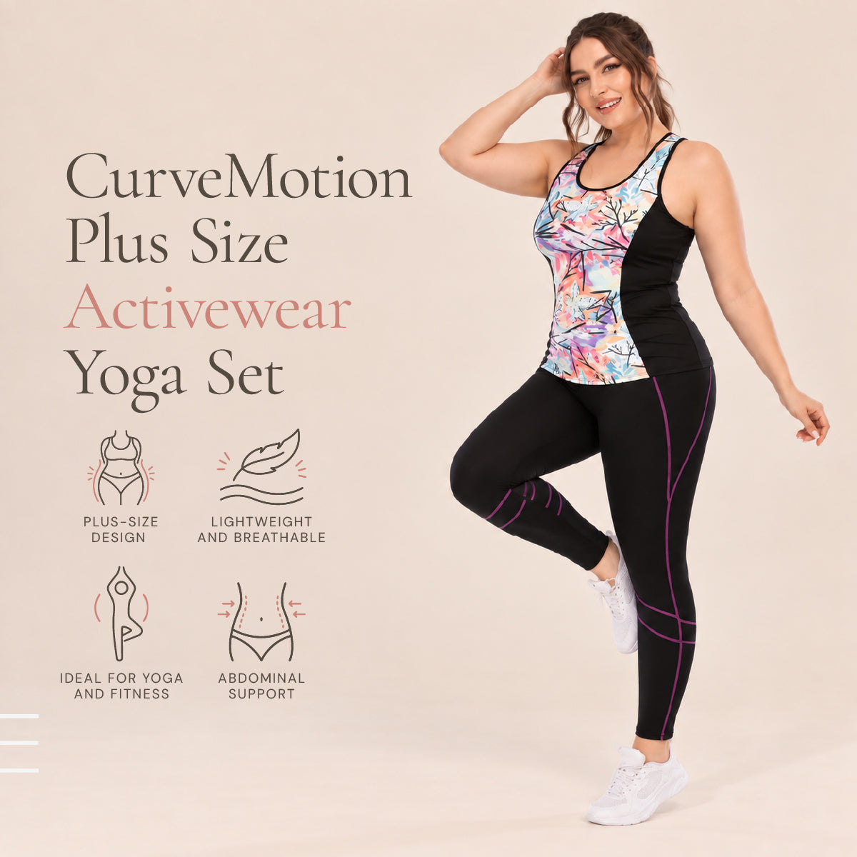 CurveMotion Plus Size Activewear Yoga Set