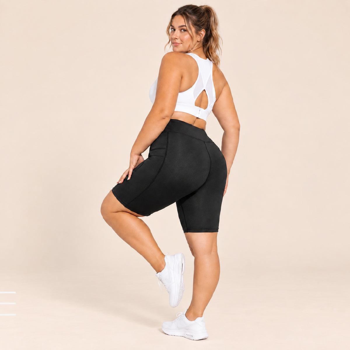 CurveMotion Plus Size High-Waist Biker Shorts