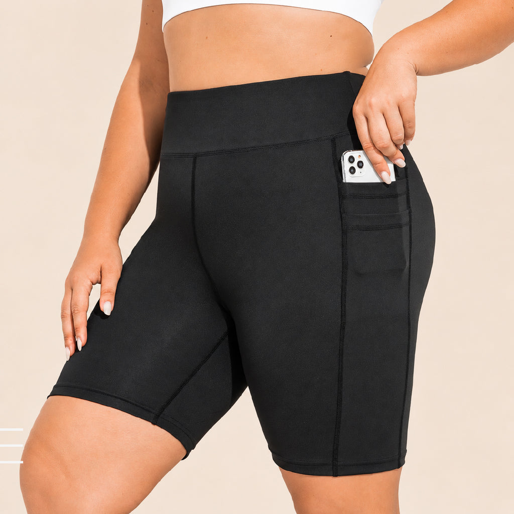 CurveMotion Plus Size High-Waist Biker Shorts
