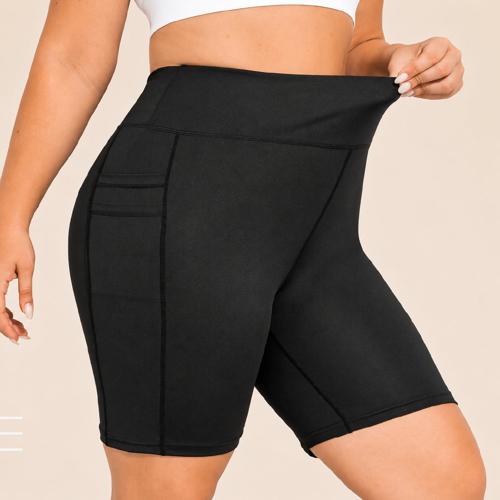 CurveMotion Plus Size High-Waist Biker Shorts