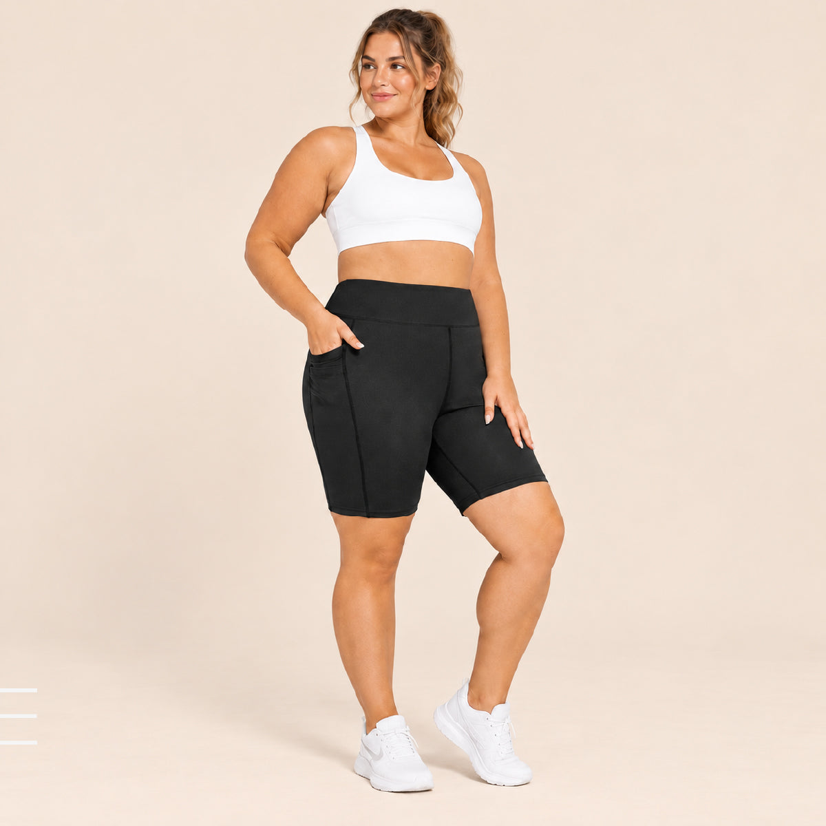 CurveMotion Plus Size High-Waist Biker Shorts