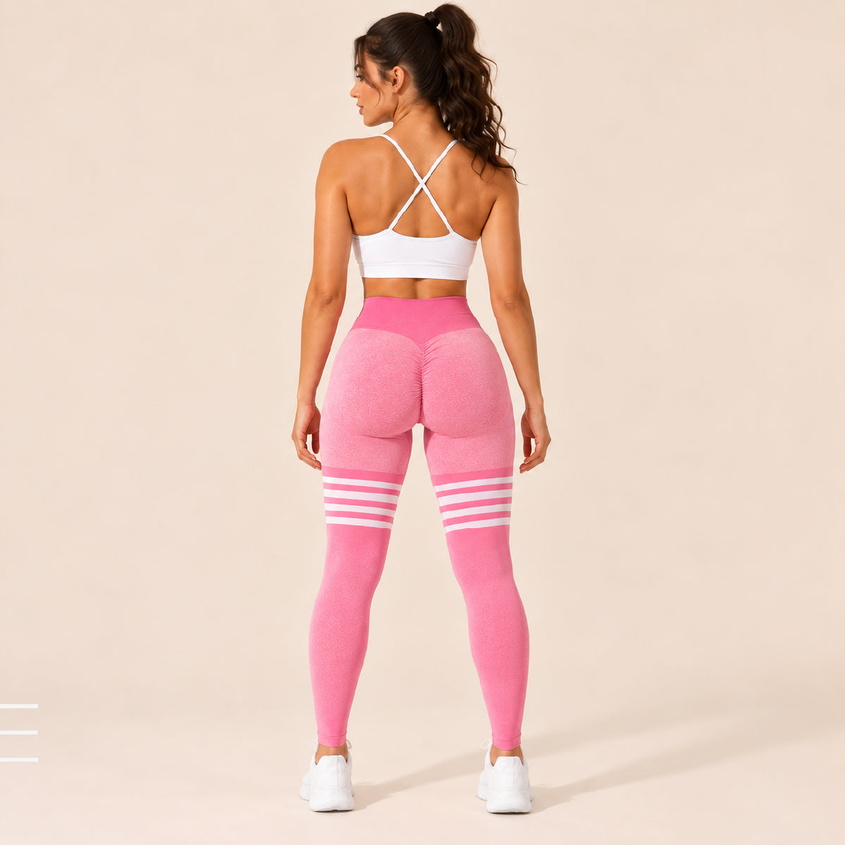 CurveMotion Striped High-Waist Hip-Lift Sports Tights