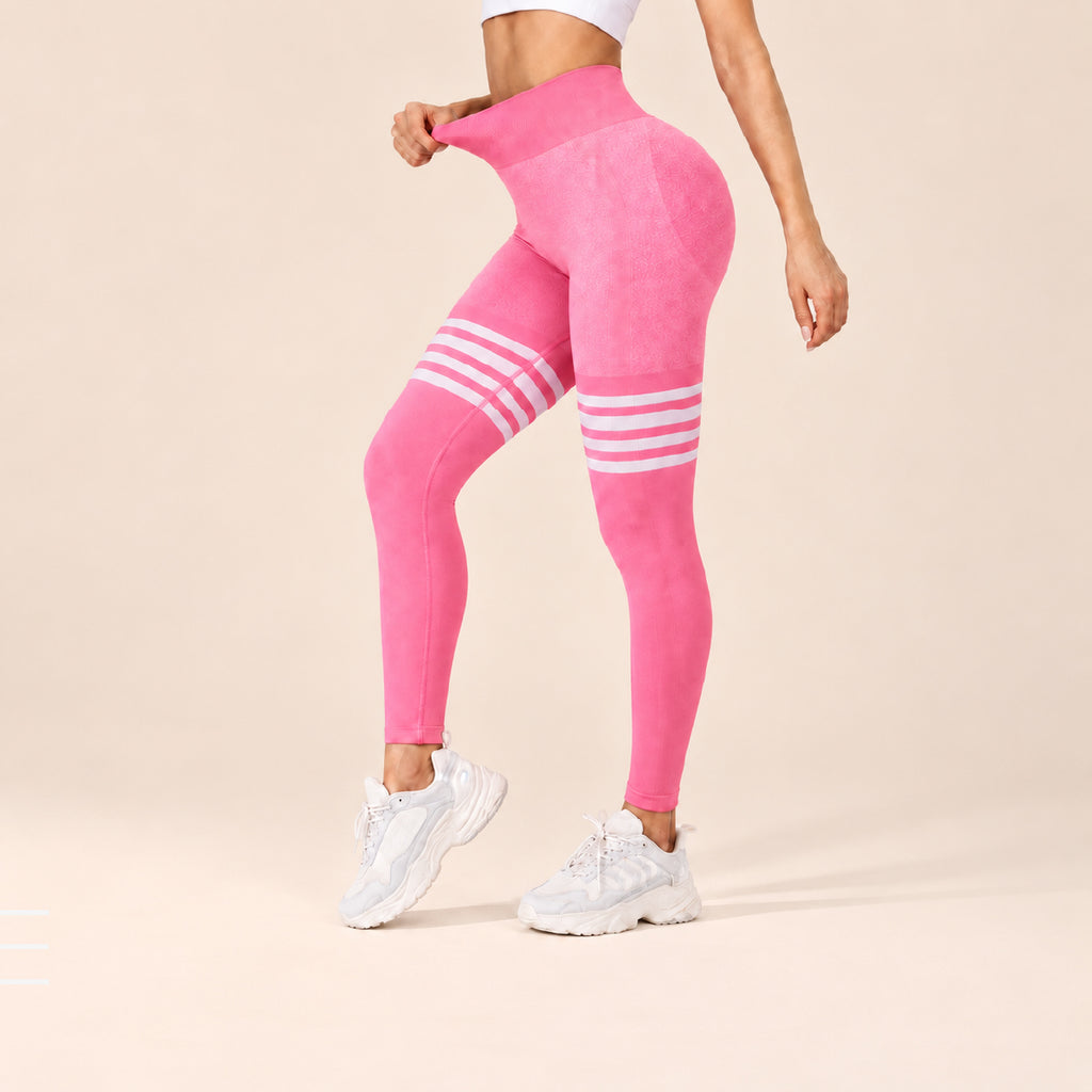 CurveMotion Striped High-Waist Hip-Lift Sports Tights