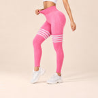 CurveMotion Striped High-Waist Hip-Lift Sports Tights