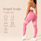 CurveMotion Striped High-Waist Hip-Lift Sports Tights