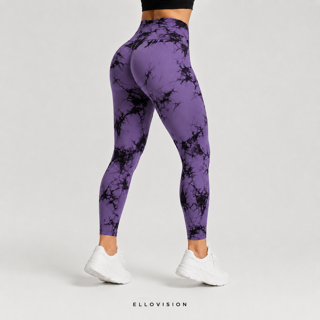 LuxeSculpt High-Waist Tie-Dye Seamless Yoga Tights
