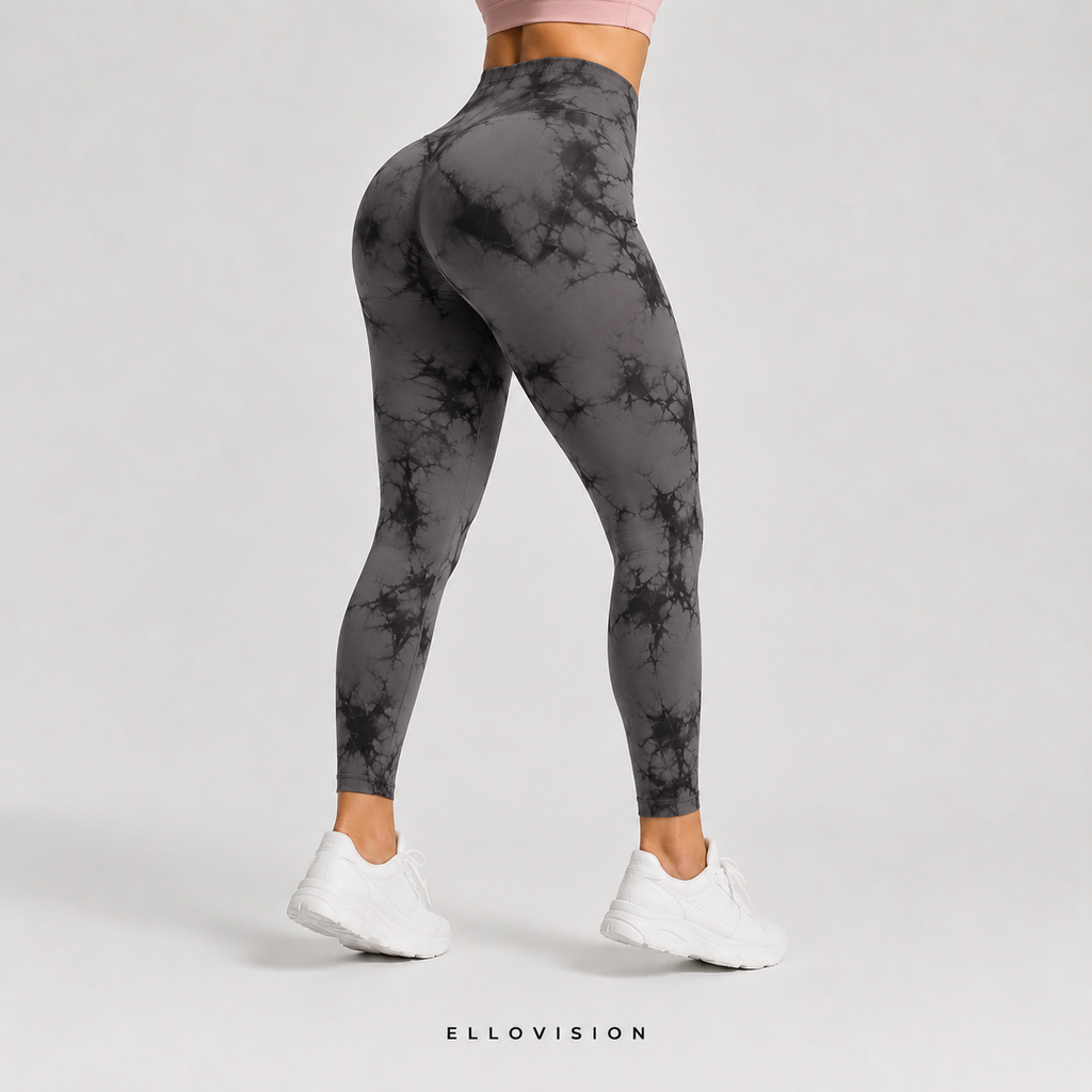 LuxeSculpt High-Waist Tie-Dye Seamless Yoga Tights