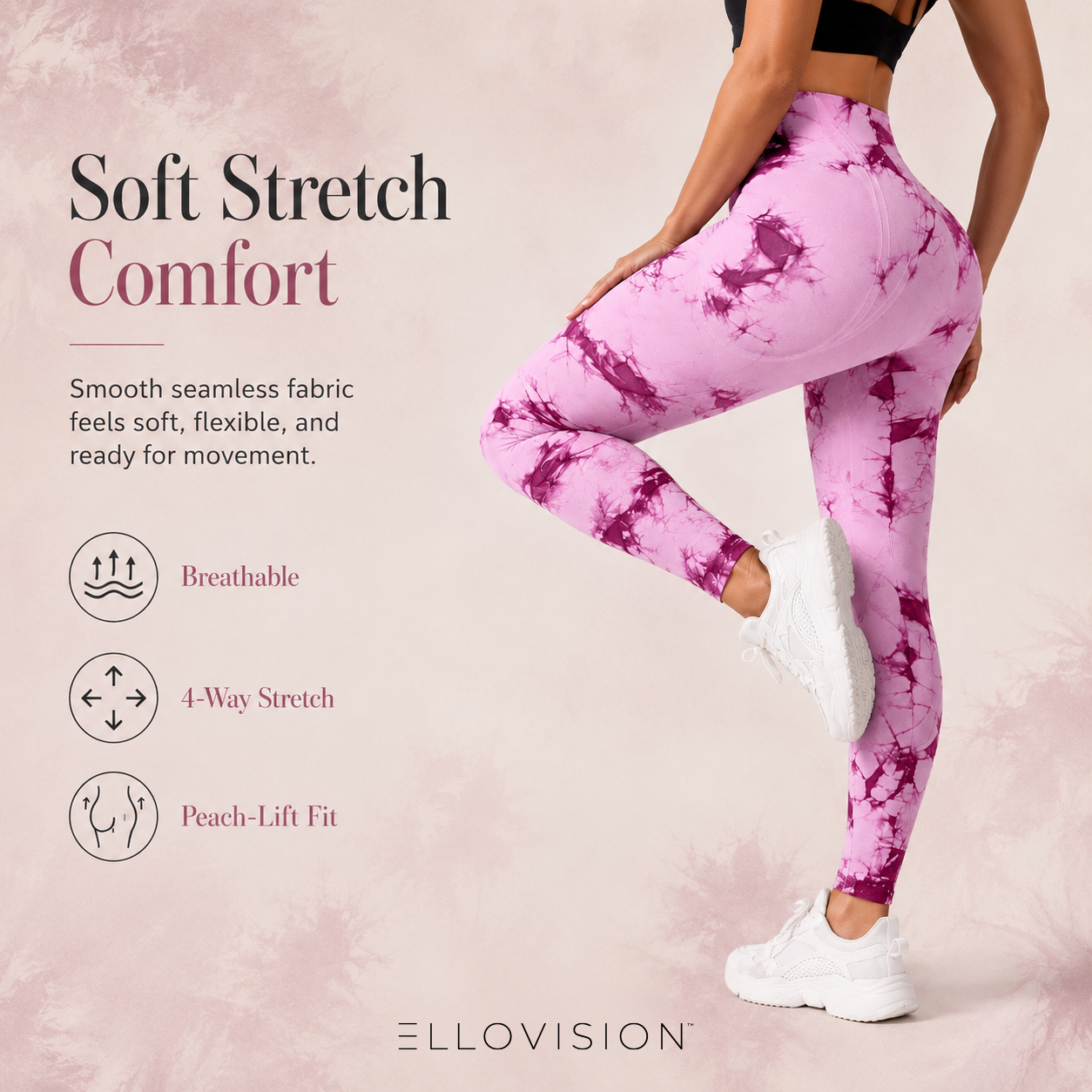 High Waist Tie-Dye Seamless Peach Yoga Tights