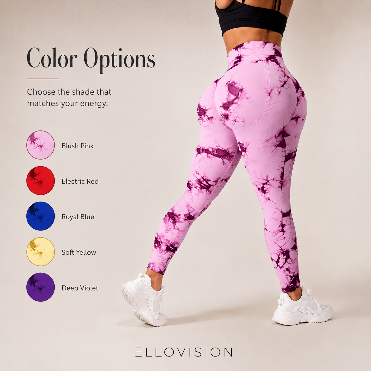 High Waist Tie-Dye Seamless Peach Yoga Tights