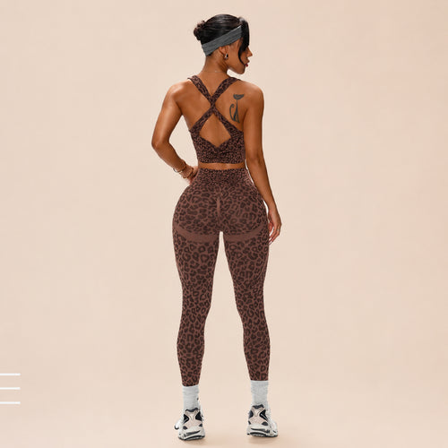 LeopardLuxe Seamless Yoga Set for Women