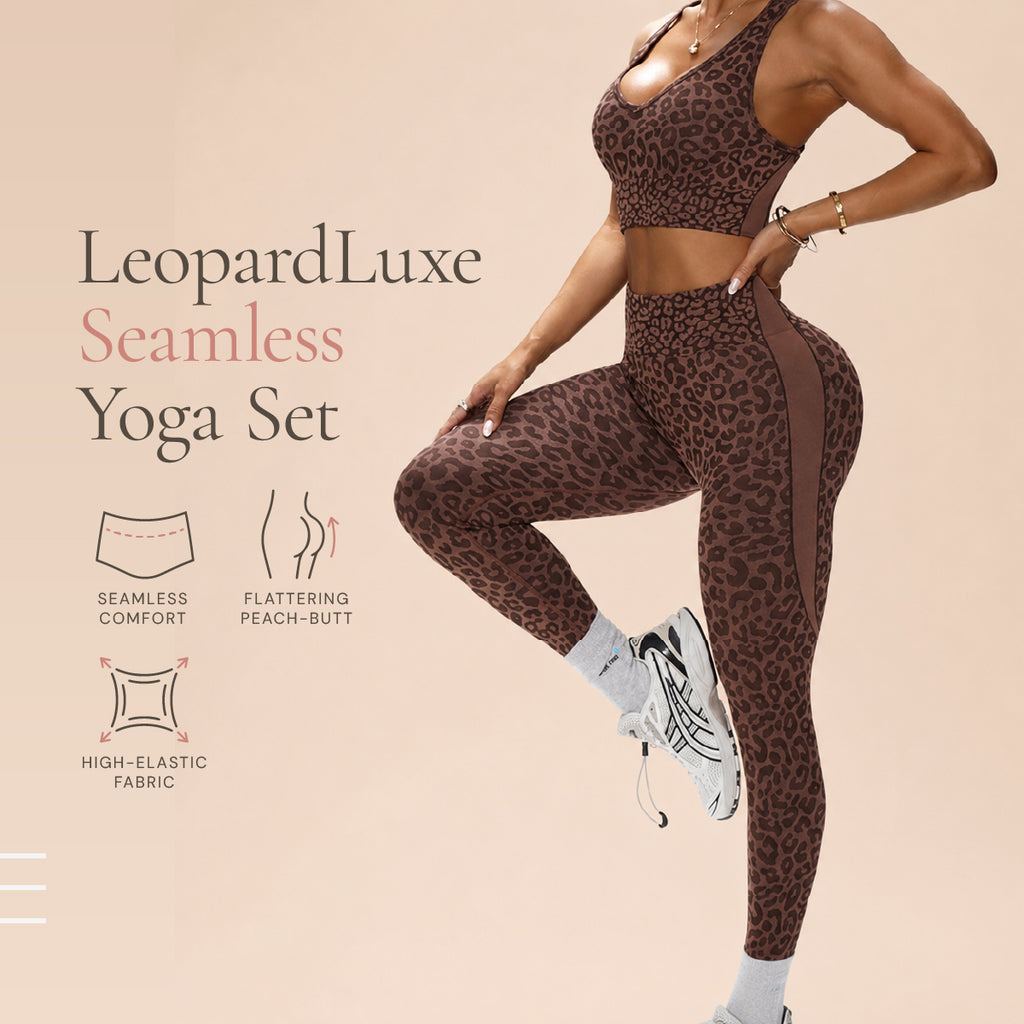 LeopardLuxe Seamless Yoga Set for Women