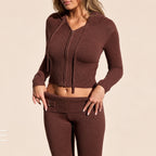 LuxeSilhouette Women’s 2-Piece Knitted Hooded Set