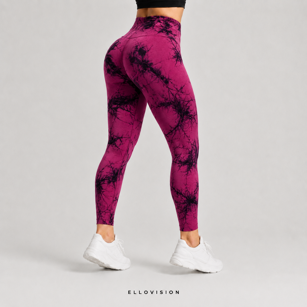 LuxeSculpt High-Waist Tie-Dye Seamless Yoga Tights