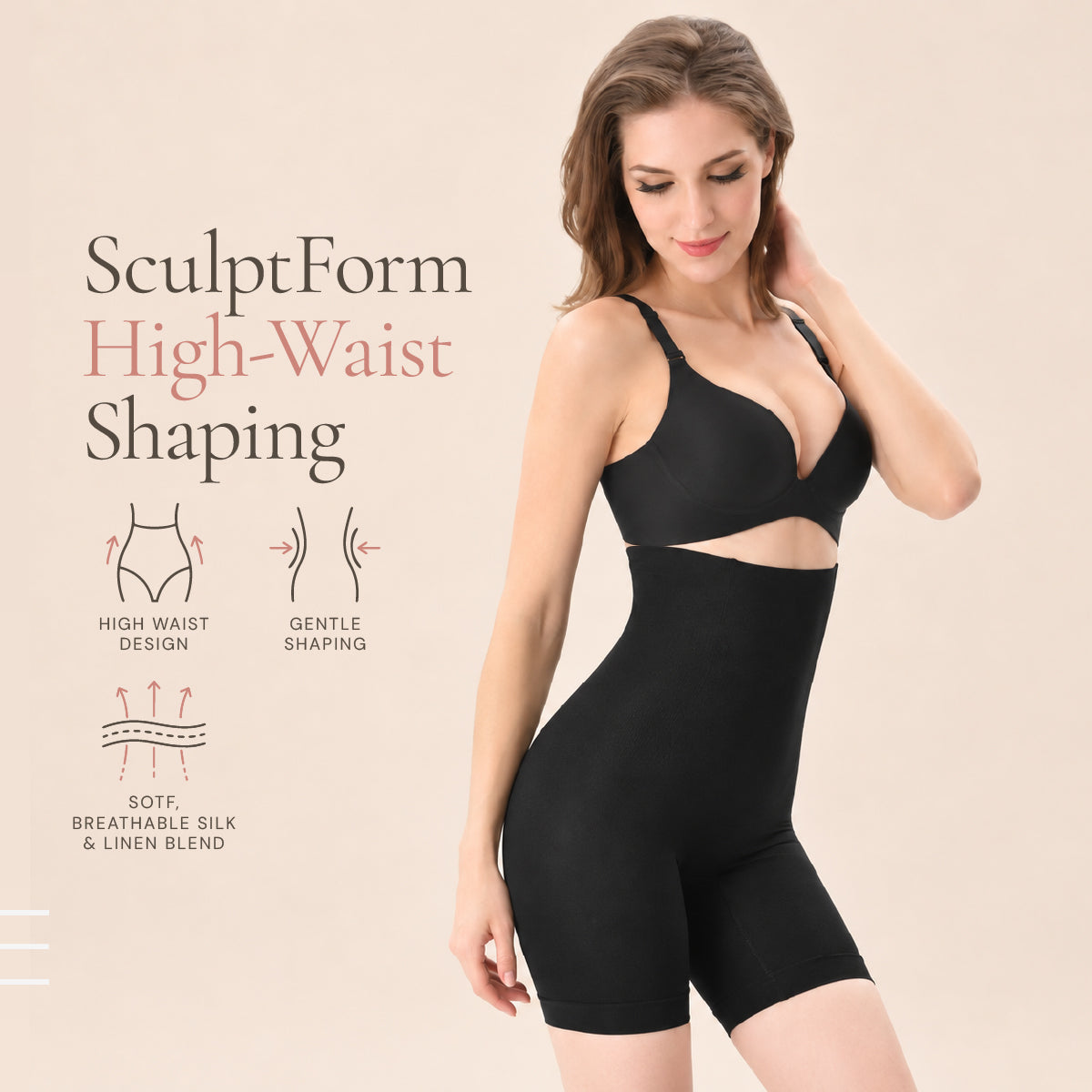 SculptForm High-Waist Shaping Control Shorts for Women
