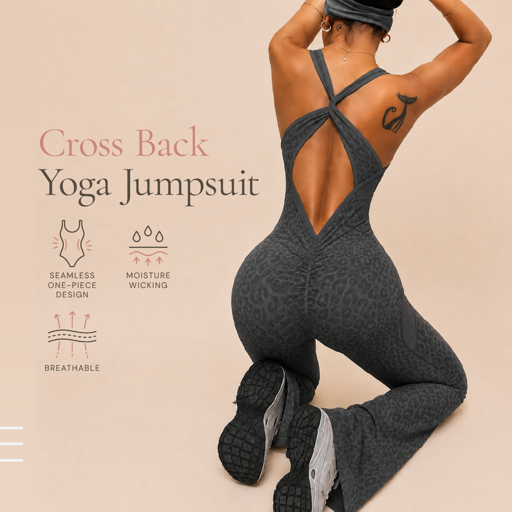 SilhouetteFlex Cross-Back One-Piece Yoga Jumpsuit