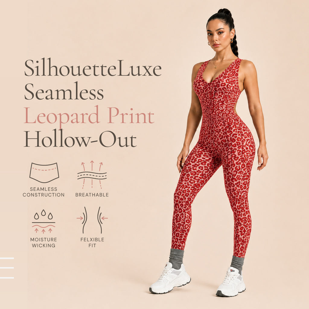 SilhouetteLuxe Seamless Leopard Print Hollow-Out Bodysuit