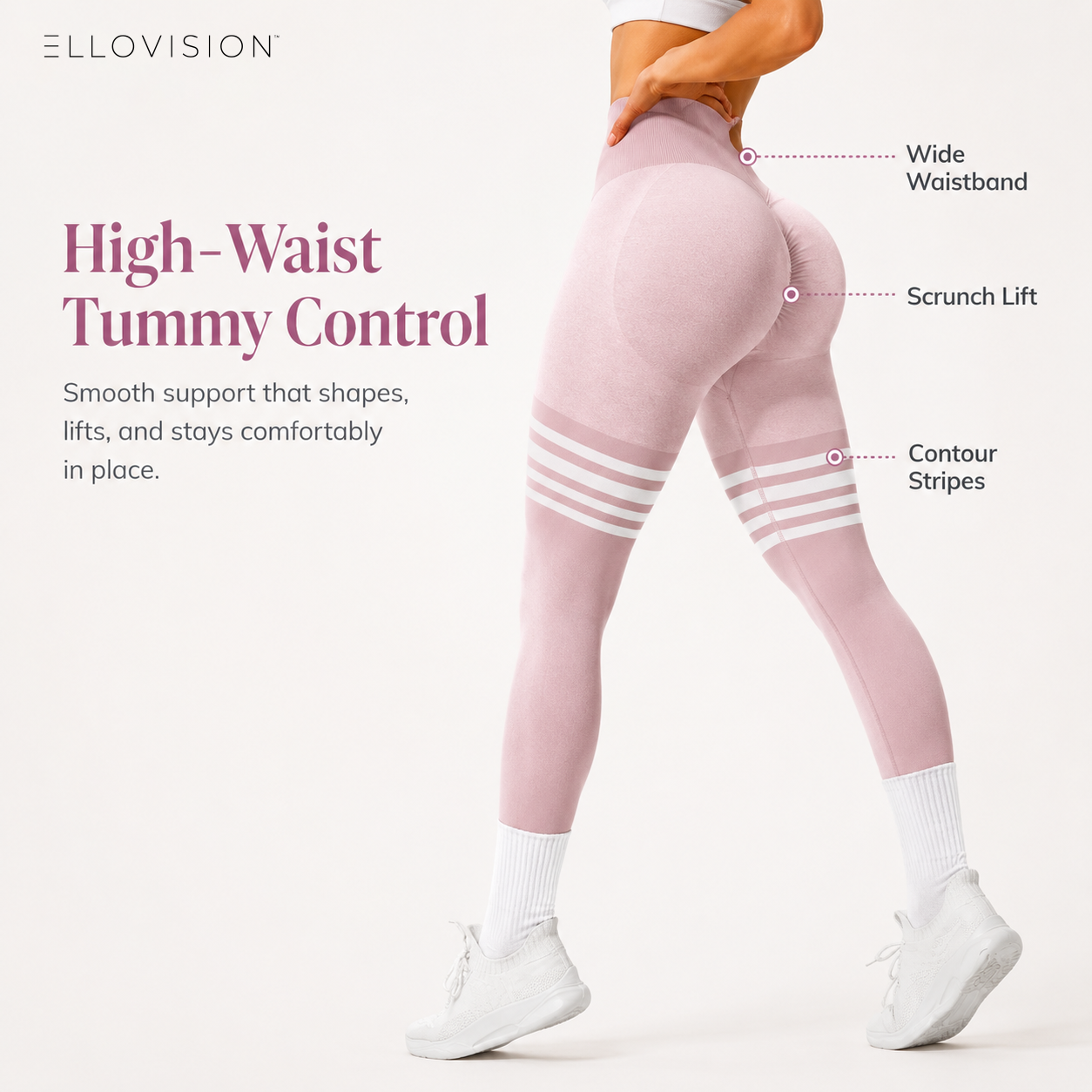 Striped Outdoor Sports Tights High Waist Hip Lift Running Exercise Workout Pants