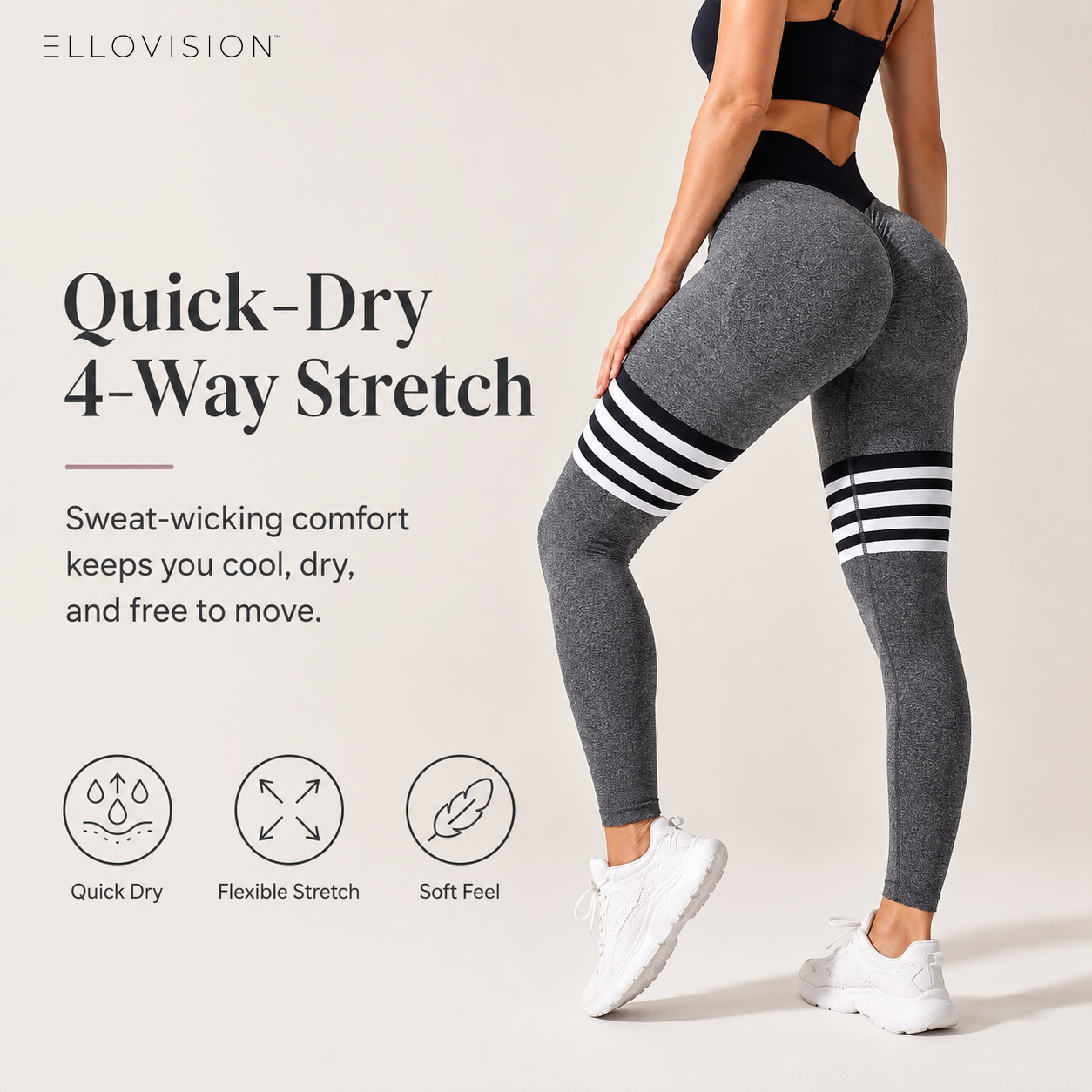 Striped Outdoor Sports Tights High Waist Hip Lift Running Exercise Workout Pants