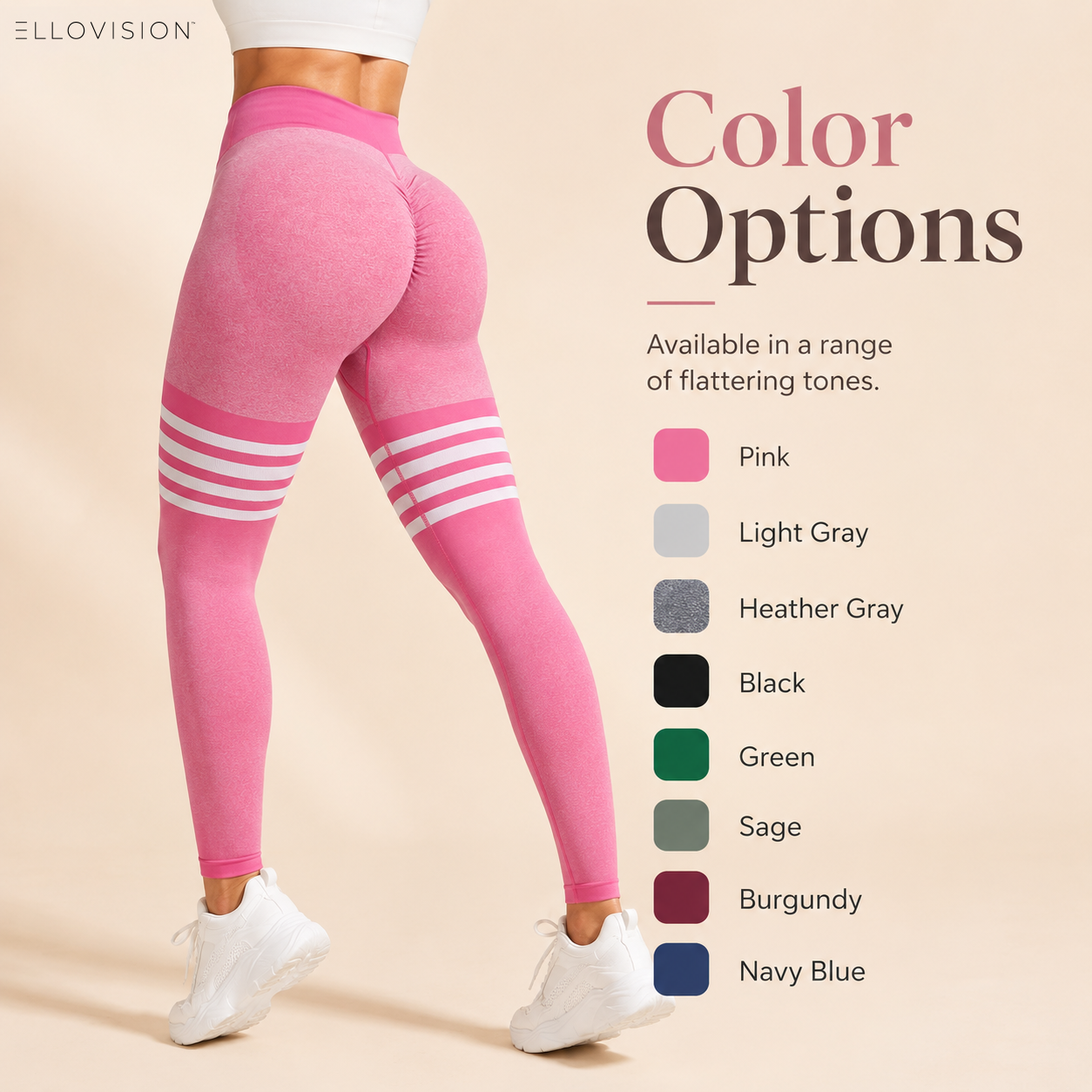 Striped Outdoor Sports Tights High Waist Hip Lift Running Exercise Workout Pants