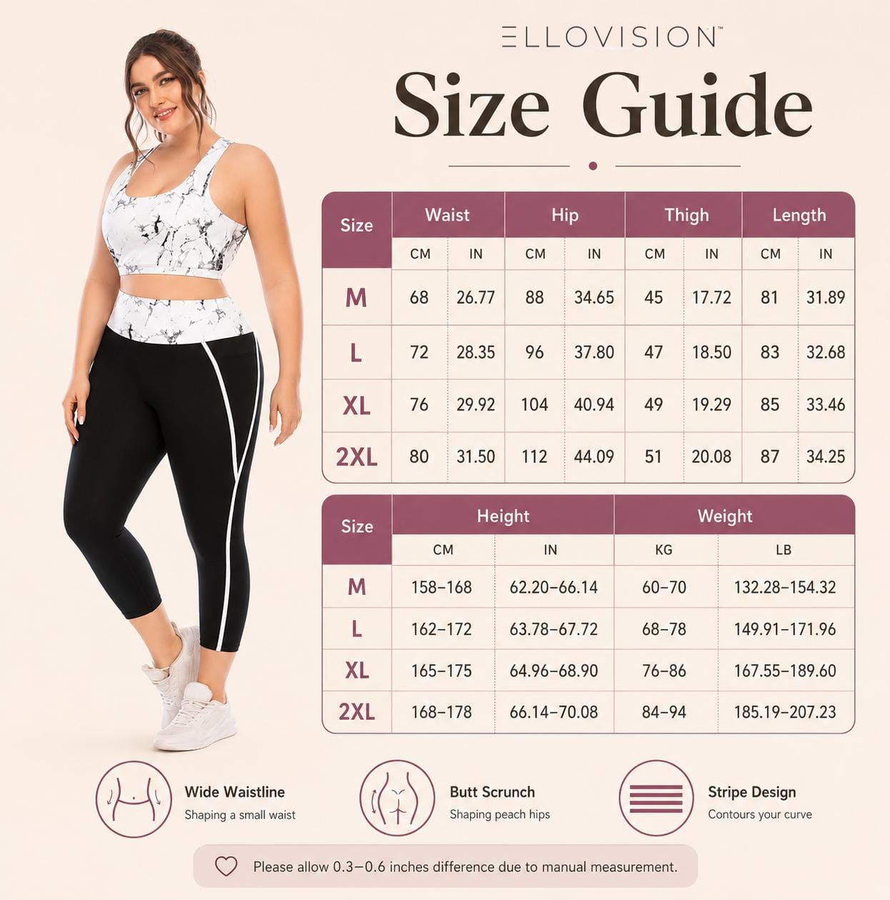 CurveLuxe Plus Size 2-Piece Gym & Fitness Set