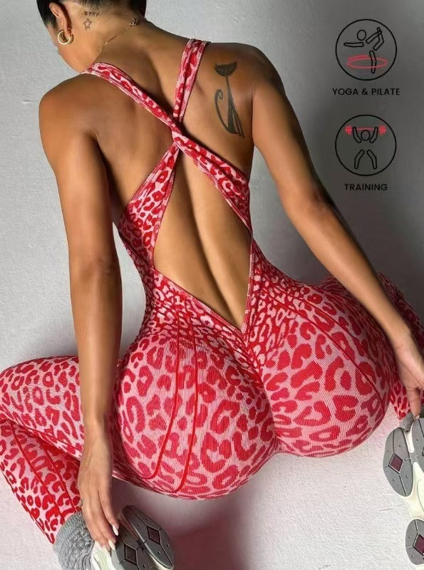 Seamless Leopard Print Hollow-Out Bodysuit
